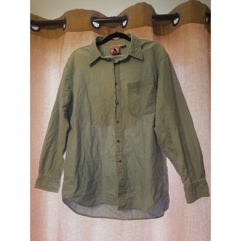 Mickey Inc. Disney embroidered graphic chambray denim button down shirt XL